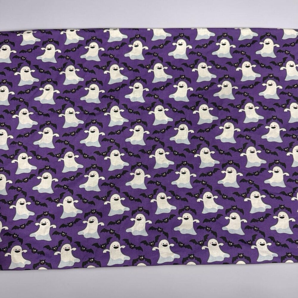 Halloween Ghost Bat Cotton Fabric 2 Yards Purple Quilting Craft